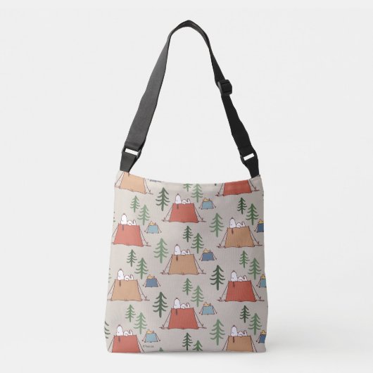 Snoopy & Woodstock Go Camping Pattern Crossbody Tas (Voorkant)