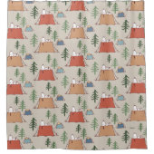 Snoopy & Woodstock Go Camping Pattern Douchegordijn (Voorkant)