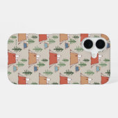 Snoopy & Woodstock Go Camping Pattern iPhone 16 Hoesje (Achterkant horizontaal)