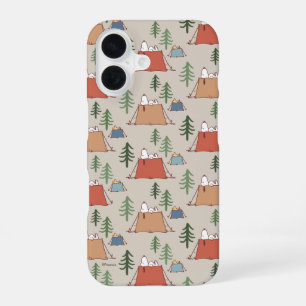 Snoopy & Woodstock Go Camping Pattern iPhone 16 Hoesje
