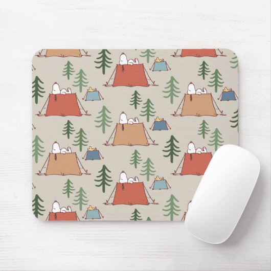 Snoopy & Woodstock Go Camping Pattern Muismat (Met muis)