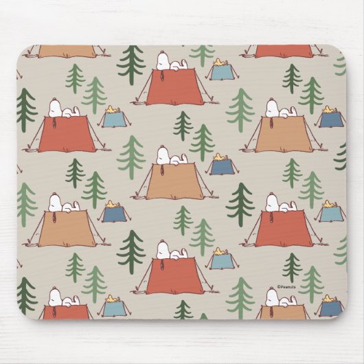 Snoopy & Woodstock Go Camping Pattern Muismat (Voorkant)