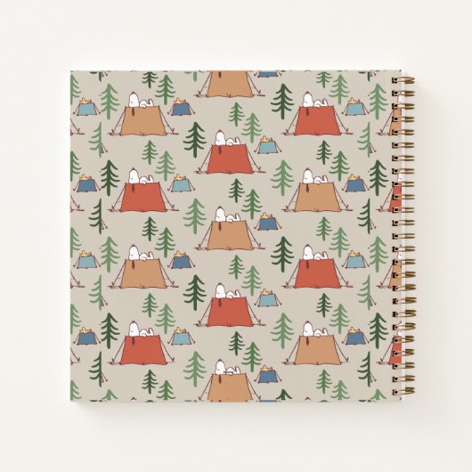 Snoopy & Woodstock Go Camping Pattern Notitieboek (Achterkant)