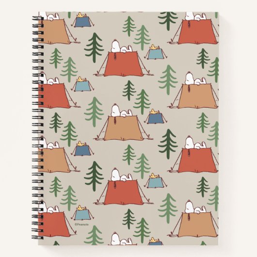 Snoopy & Woodstock Go Camping Pattern Notitieboek (Voorkant)