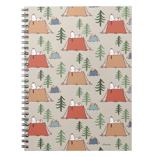 Snoopy & Woodstock Go Camping Pattern Notitieboek (Voorkant)