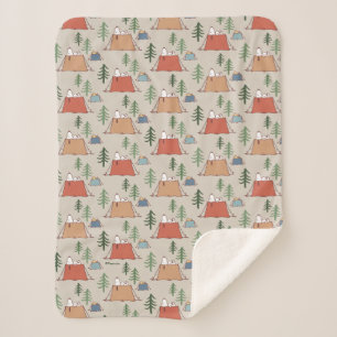 Snoopy & Woodstock Go Camping Pattern Sherpa Deken