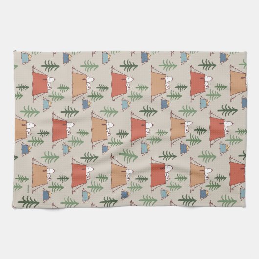 Snoopy & Woodstock Go Camping Pattern Theedoek (Horizontaal)
