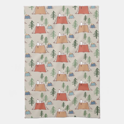 Snoopy & Woodstock Go Camping Pattern Theedoek (Verticaal)