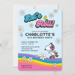 Snoopy & Woodstock - Groovy Roller Schaats Verjaar Kaart<br><div class="desc">Laten we samen met Snoopy en Woodstock een leuk verjaardagsfeestje vieren! Deze uitnodiging is voorzien van een kleurrijke regenboog en witte en gele madeliefjes, met de tekst "Let's roll." Het is perfect voor een Peanuts-thema rolschaatsen verjaardagsfeestje voor uw kind. Deze uitnodiging is zeker om uw gasten enthousiast te maken voor...</div>