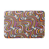 Snoopy & Woodstock Groovy Vibes Paarse Patroon Badmat (Voorkant)
