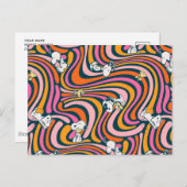 Snoopy & Woodstock Groovy Vibes Paarse Patroon Briefkaart (Voorkant / Achterkant)