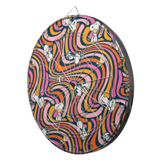 Snoopy & Woodstock Groovy Vibes Paarse Patroon Dartbord (Voorkant Rechts)