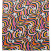 Snoopy & Woodstock Groovy Vibes Paarse Patroon Douchegordijn (Voorkant)