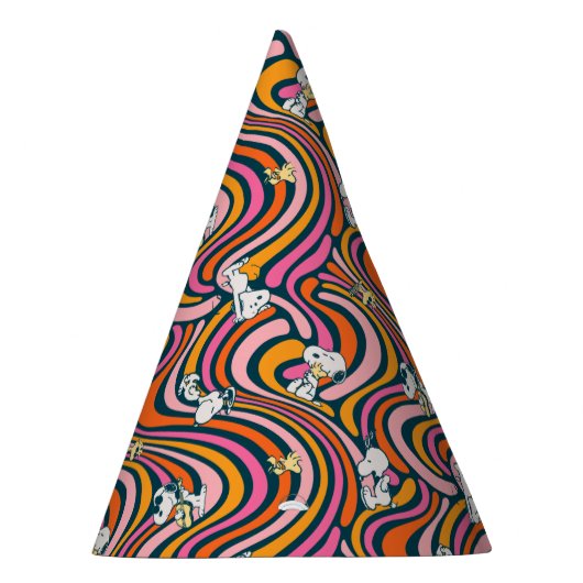 Snoopy & Woodstock Groovy Vibes Paarse Patroon Feesthoedjes (Rechts)