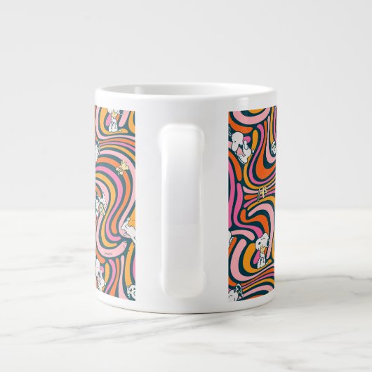 Snoopy & Woodstock Groovy Vibes Paarse Patroon Grote Koffiekop (Achterkant)