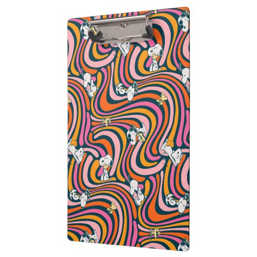 Snoopy & Woodstock Groovy Vibes Paarse Patroon Klembord (Links)