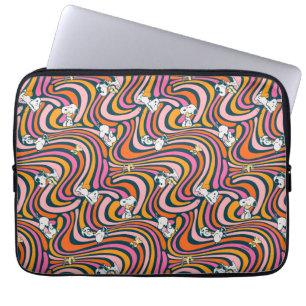 Snoopy & Woodstock Groovy Vibes Paarse Patroon Laptop Sleeve