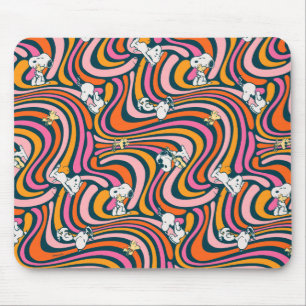 Snoopy & Woodstock Groovy Vibes Paarse Patroon Muismat