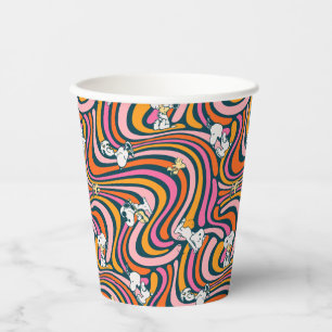 Snoopy & Woodstock Groovy Vibes Paarse Patroon Papieren Bekers