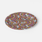 Snoopy & Woodstock Groovy Vibes Paarse Patroon Papieren Bordje (Gekanteld)