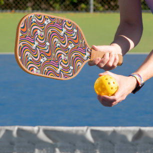 Snoopy & Woodstock Groovy Vibes Paarse Patroon Pickleball Paddle