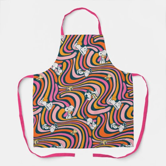 Snoopy & Woodstock Groovy Vibes Paarse Patroon Schort (Voorkant)