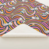 Snoopy & Woodstock Groovy Vibes Paarse Patroon Sherpa Deken (3/4)
