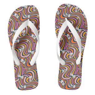 Snoopy & Woodstock Groovy Vibes Paarse Patroon Teenslippers