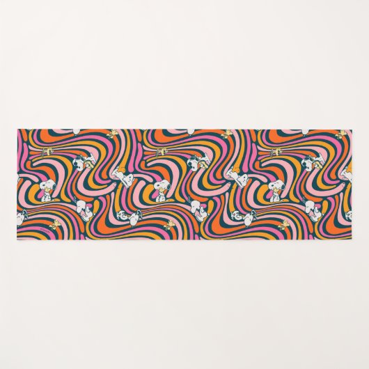 Snoopy & Woodstock Groovy Vibes Paarse Patroon Yogamat (Voorkant (horizontaal))