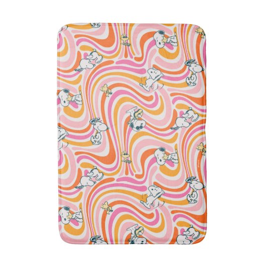 Snoopy & Woodstock Groovy Vibes Sinaasappel Patter Badmat (Voorkant Verticaal)