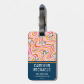 Snoopy & Woodstock Groovy Vibes Sinaasappel Patter Bagagelabel (Achterkant verticaal)