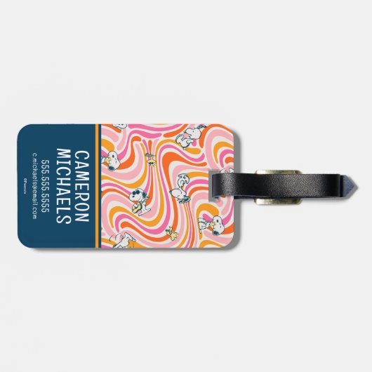 Snoopy & Woodstock Groovy Vibes Sinaasappel Patter Bagagelabel (Achterkant horizontaal)