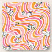 Snoopy & Woodstock Groovy Vibes Sinaasappel Patter Bier Onderzetter (Voorkant)