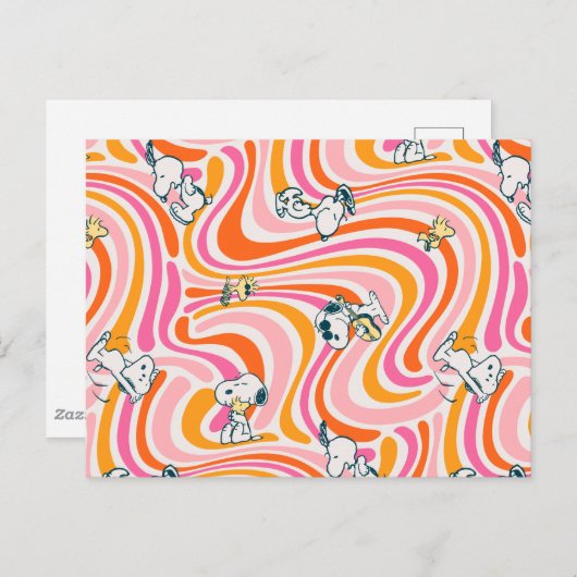 Snoopy & Woodstock Groovy Vibes Sinaasappel Patter Briefkaart (Voorkant / Achterkant)