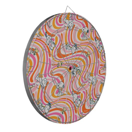 Snoopy & Woodstock Groovy Vibes Sinaasappel Patter Dartbord (Voorkant Links)