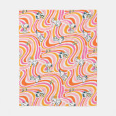 Snoopy & Woodstock Groovy Vibes Sinaasappel Patter Fleece Deken (Voorkant)