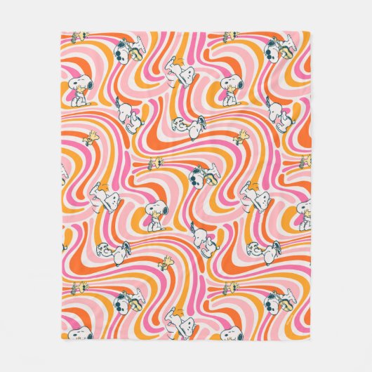 Snoopy & Woodstock Groovy Vibes Sinaasappel Patter Fleece Deken (Voorkant)