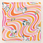Snoopy & Woodstock Groovy Vibes Sinaasappel Patter Glazen Onderzetter (Voorkant)