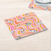 Snoopy & Woodstock Groovy Vibes Sinaasappel Patter Kartonnen Onderzetters (Schuin)
