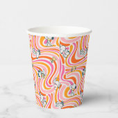 Snoopy & Woodstock Groovy Vibes Sinaasappel Patter Papieren Bekers (Rechts)