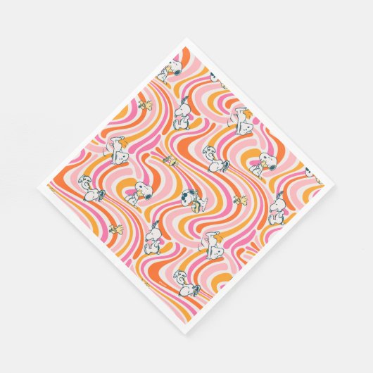 Snoopy & Woodstock Groovy Vibes Sinaasappel Patter Servet (Hoek)