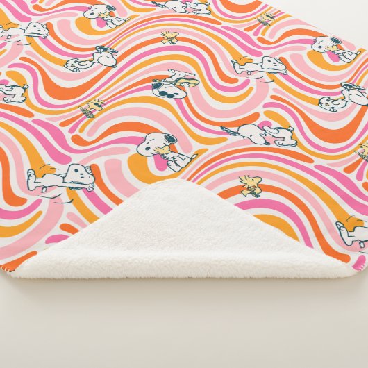 Snoopy & Woodstock Groovy Vibes Sinaasappel Patter Sherpa Deken (3/4)