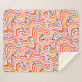 Snoopy & Woodstock Groovy Vibes Sinaasappel Patter Sherpa Deken (Voorkant (horizontaal))