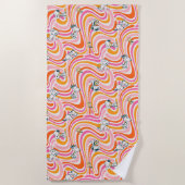 Snoopy & Woodstock Groovy Vibes Sinaasappel Patter Strandlaken (Voorkant)