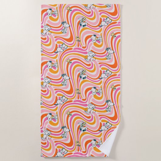 Snoopy & Woodstock Groovy Vibes Sinaasappel Patter Strandlaken (Voorkant)