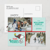 Snoopy & Woodstock Kerstmis Familie Fotocollage Feestdagenkaart (Voorkant / Achterkant)