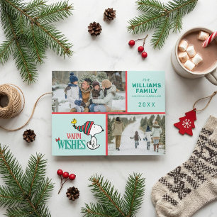 Snoopy & Woodstock Kerstmis Familie Fotocollage Feestdagenkaart