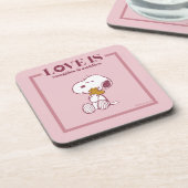 Snoopy & Woodstock - Liefde is Snuggles en Cuddles Bier Onderzetter (Linkerzijde)