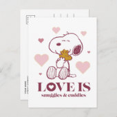 Snoopy & Woodstock - Liefde is Snuggles en Cuddles Briefkaart (Voorkant / Achterkant)