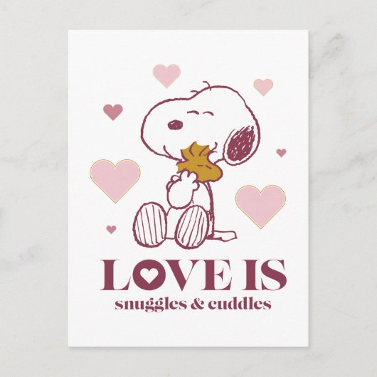 Snoopy & Woodstock - Liefde is Snuggles en Cuddles Briefkaart (Voorkant)